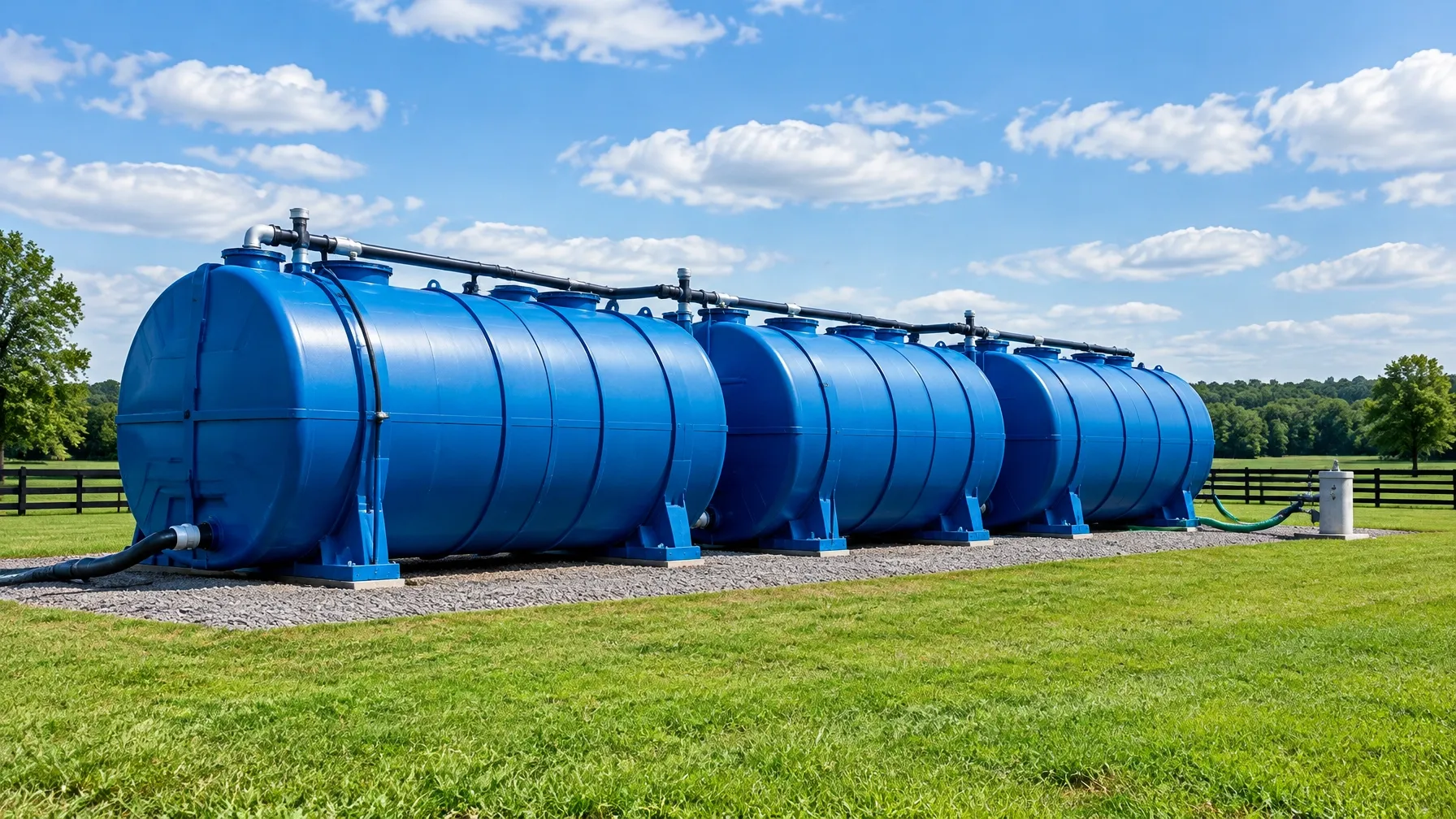 Large wastewater holding tanks at a commercial property